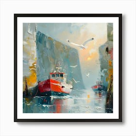 Boats In The Harbour, Abstract Expressionism, Minimalism, and Neo-Dada Art Print