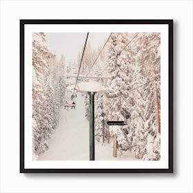 Snowy Ski Lift Art Print