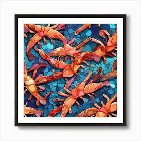 Seamless Pattern Of Shrimps 1 Art Print