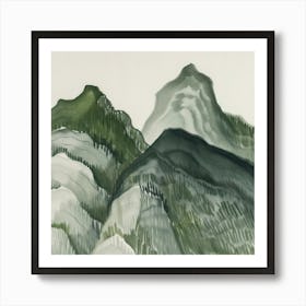 Japanese Watercolour Of Mount Mizugaki 1 Art Print