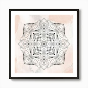 Mandala on Colorful Watercolor Background Art Print