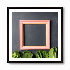 Pink Frame With Vegetables Art Print