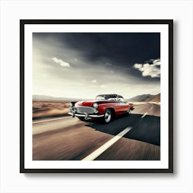 Road Street Fast Transport Speed Auto Wheel Drive Red White Vehicle Car Transportation (1) Art Print