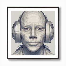 Man With Headphones Art Print