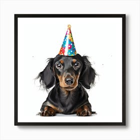 Dachshund Party Hat Art Print