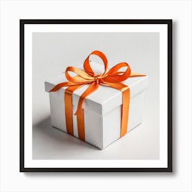 Gift Box With Orange Ribbon 1 Art Print