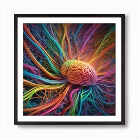 Brain With Colorful Wires 7 Art Print