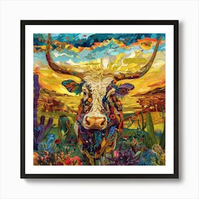 Longhorn Cow Art Print