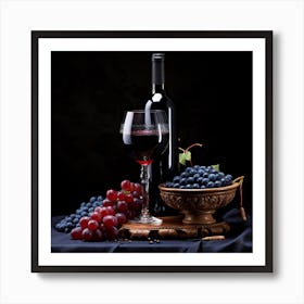 Wine And Grapes Art Print