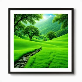 Green Landscape Photo Art Print