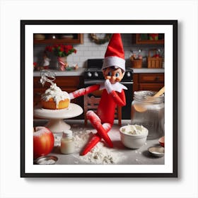 Elf on the shelf secret cake Art Print