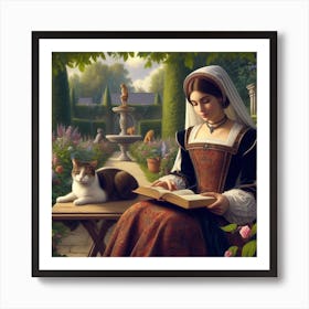 Lady Reads A Book Art Print