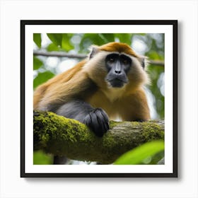 Monkey On A Tree Branch Art Print