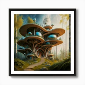 Huge colorful futuristic house design with vibrant details 13 Art Print