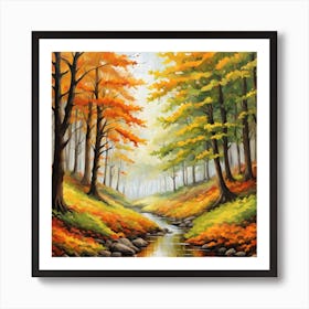 Forest In Autumn In Minimalist Style Square Composition 181 Art Print