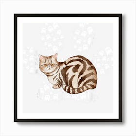 Halloween Brown Tabby Exotic Cat Ghosts Cat Paw Art Print