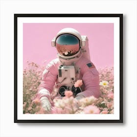 Pink & Floral Astronaut 2 Art Print