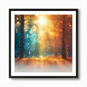 Autumn Forest With Sun Rays Art Print