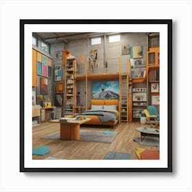 Industrial Loft Bedroom 1 Art Print