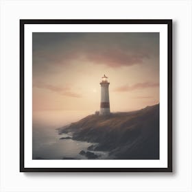 Lighthouse At Sunset Art Print