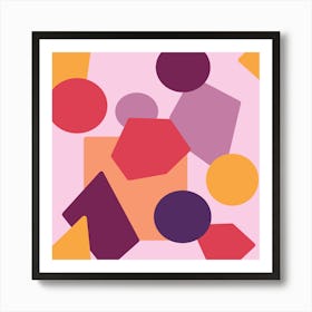 Shapes in red and purple Art Print