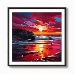 Sunset On The Beach 491 Art Print