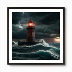 Default Create A Photo Of A Lighthouse In The Middle Of A Terr 2 Art Print