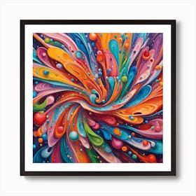 A brightly colored abstract painting Art Print