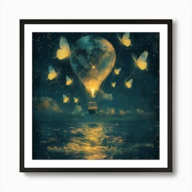 Hot Air Balloon With Butterflies 5 Art Print