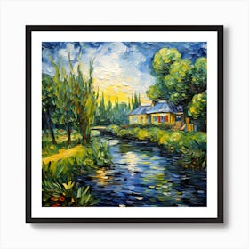 Riverside Idyll: Blooming Peace Art Print