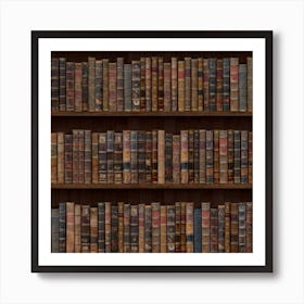 Old Bookshelf Orderly Antique Books Art Print