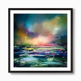 Sea Twilight Abstract Sea Painting Art Print