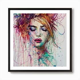 Woman With Colorful Hair Art Print