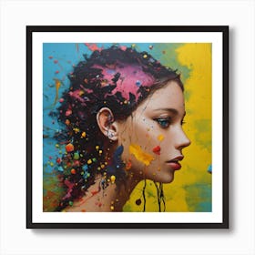 Girl With Paint Splatters Art Print