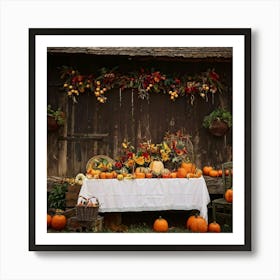 An Organic Farm During A Jubilant Fall Festival Apple And Pumpkin Decorations Adorn The Table A Co (2) 2 Art Print