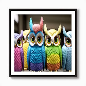 Colorful Owls 4 Art Print