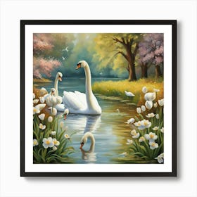 By River Swans1 Art Print