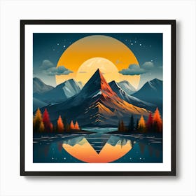 Luminous Peaks Mountain Majesty Reflection Art Print
