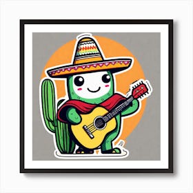 Cactus Playing Guitar 5 Art Print