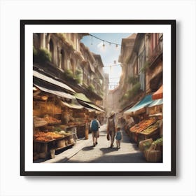 City Market Watercolor Art Art Print