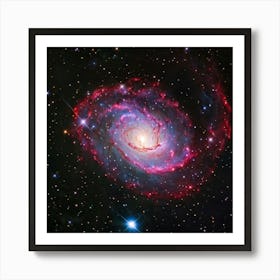 A Mesmerizing Spiral Galaxy Explosion Dappled In The Hues Of Pink And Red Celestial Bodies Transiti (3) Art Print