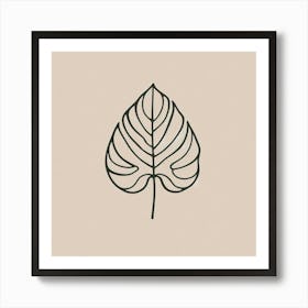 Leaf On A Beige Background Art Print