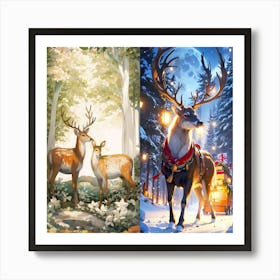 Deer In The Forest Art Print