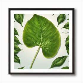 Green Leaf Isolated On White Background Art Print