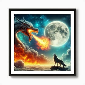 Dragon Wolf Companion Art Print