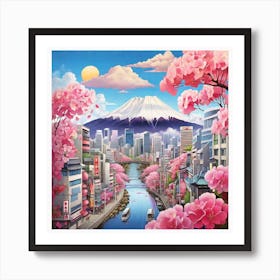 Cherry Blossoms In Tokyo Art Print