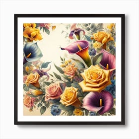 A beautiful and distinctive bouquet of roses and flowers 7 Art Print