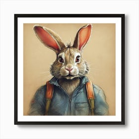 Rabbit With Backpack 4 Art Print