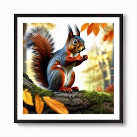 Squirrel In Autumn 9 Art Print