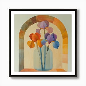 Irises in a Vase. Floral Watercolor Art Print